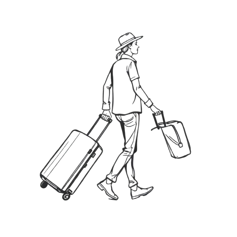 Sketch of a guest with luggage