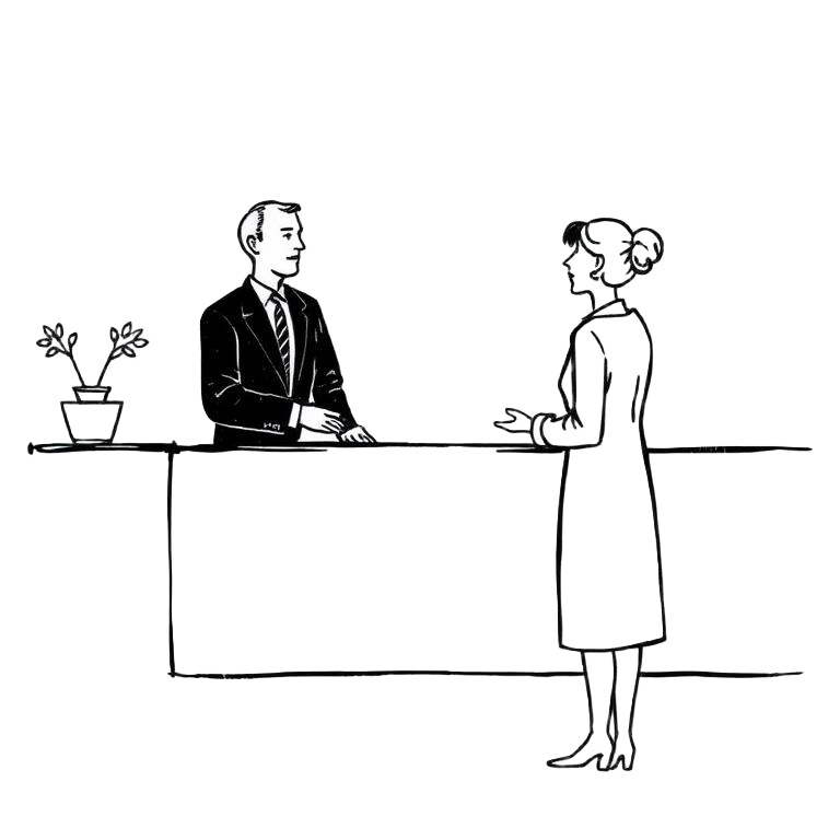 Sketch of a guest at reception
